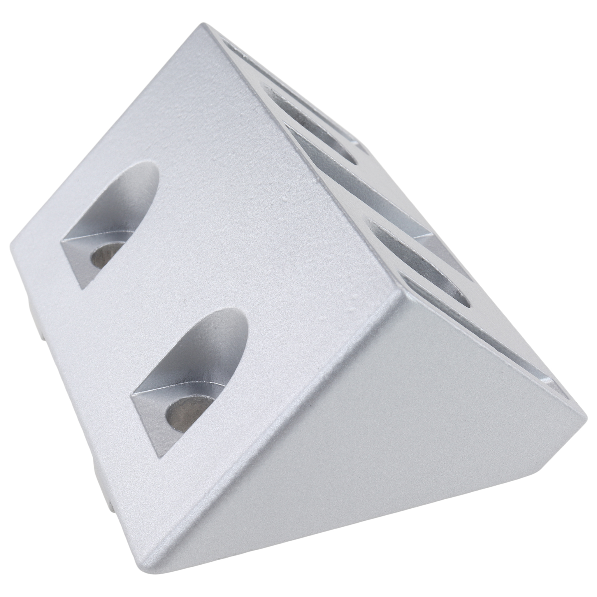 Connector, Angle Connector 45°, 90x45x45, Aluminum die-cast, powder-coated, aluminum colored