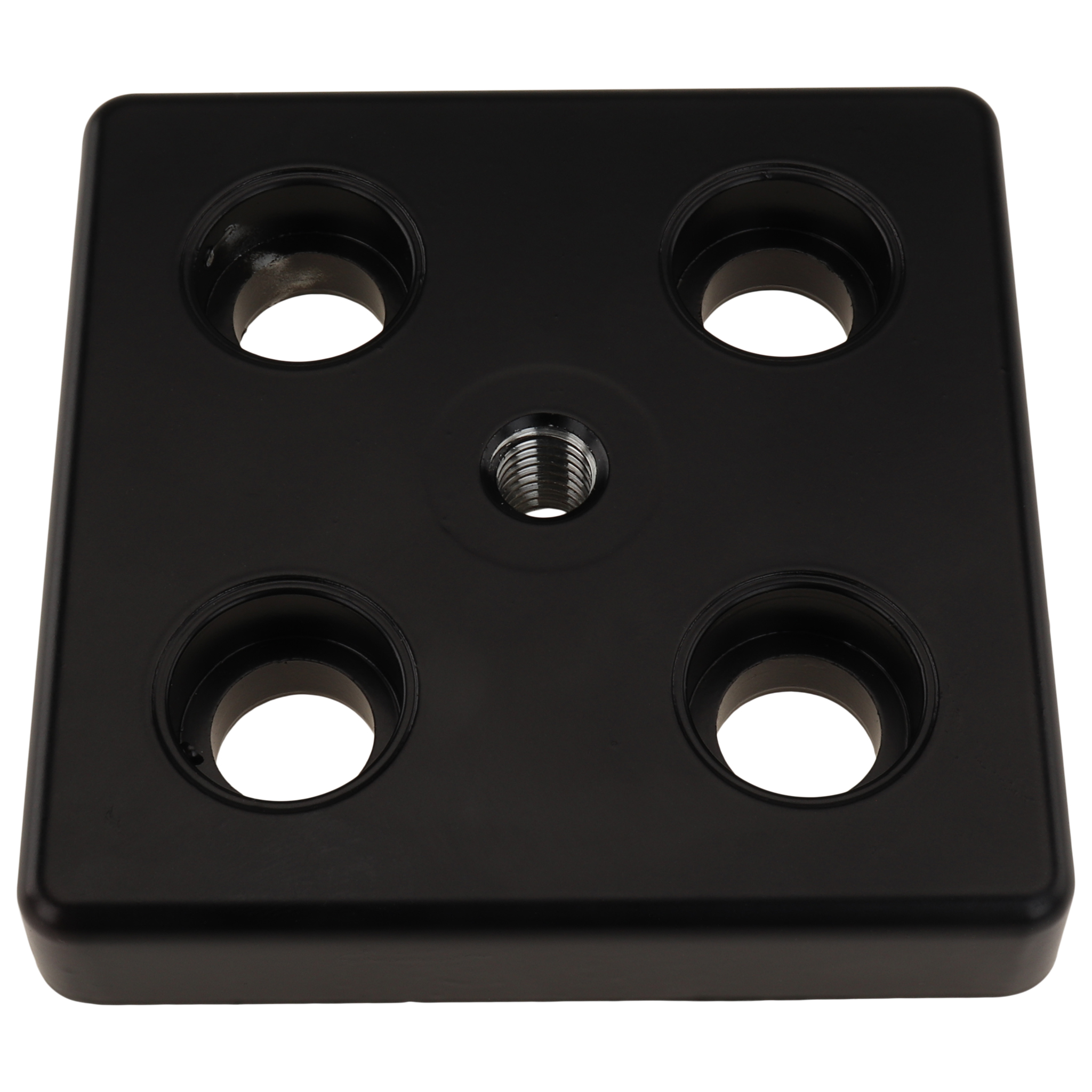 Platte, Transport- und Fußplatte M10, 90x90x16, Zink-Druckguß, pulverbeschichtet, schwarz