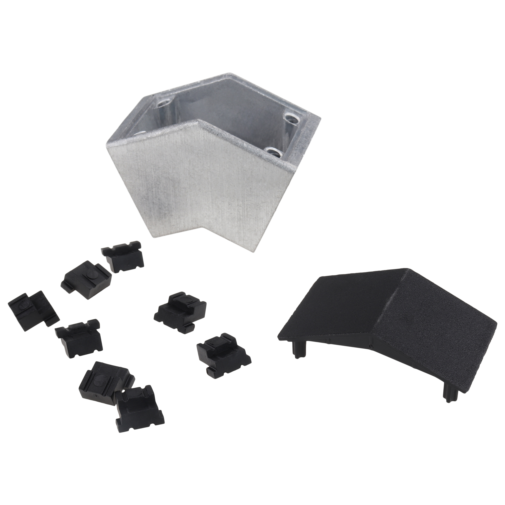 Connector, Angle Connector 45°, 30x30x47, Aluminum die-cast, blanc, aluminum colored