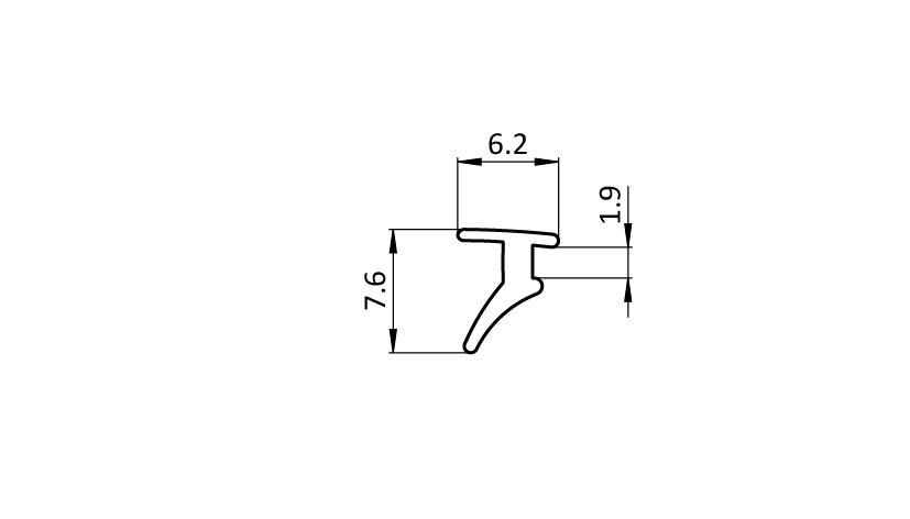 Plug-In Profile, 8x6x1000, Plastic TPE, black