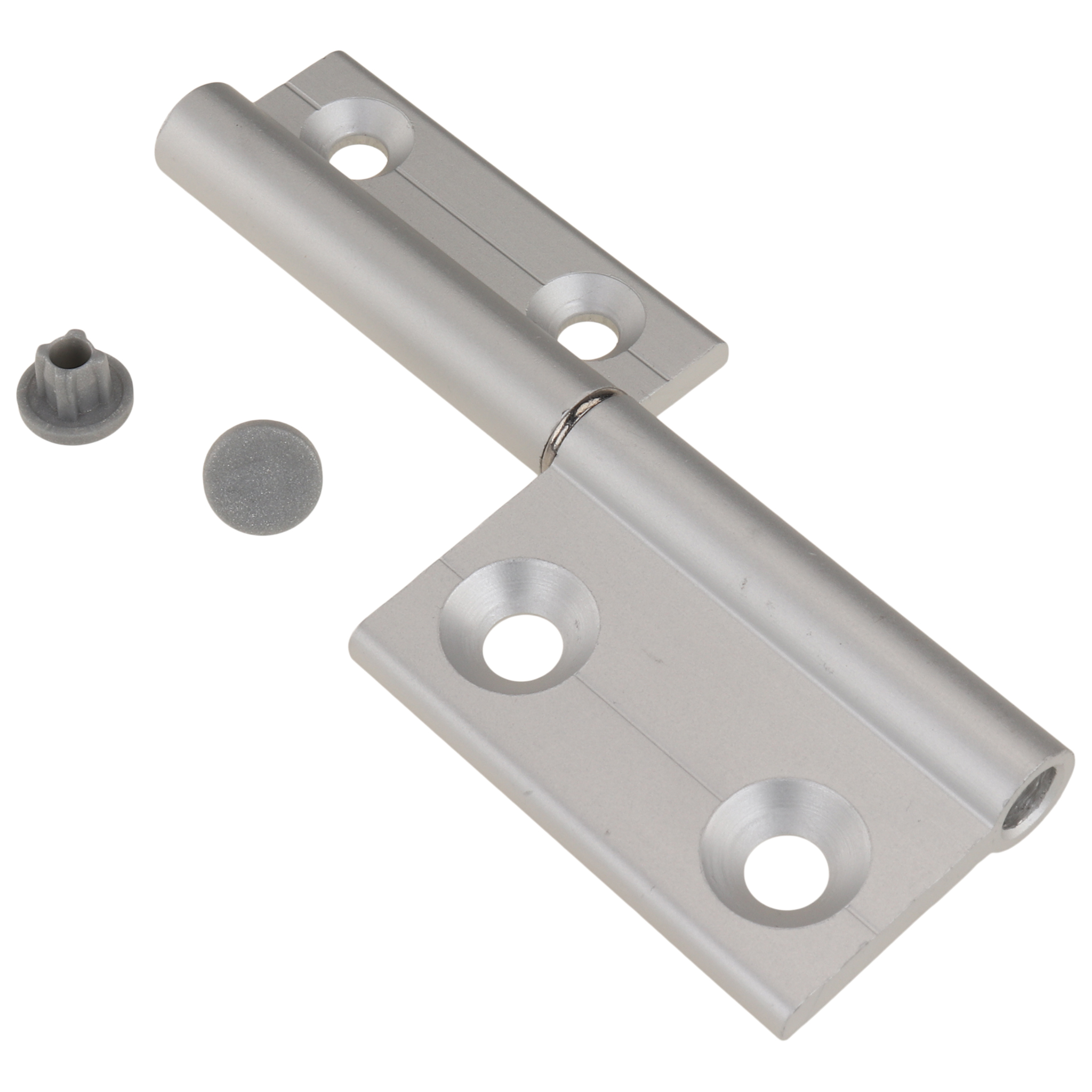 Halbinnenliegendes Scharnier, 25x20, Aluminium, eloxiert, alufarbig Halbinnenliegendes Scharnier, 25x20, Aluminium, eloxiert, alufarbig