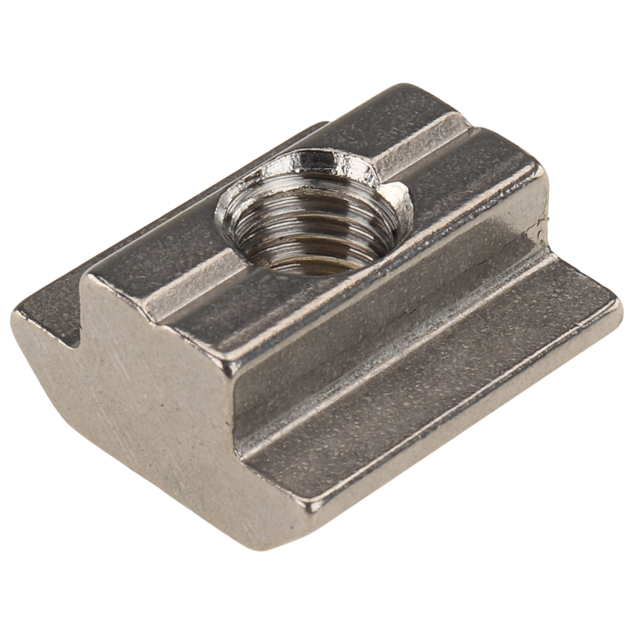 Nutenstein M8, Nut 10, Typ B, mit Steg, Edelstahl, blank Nutenstein M8, Nut 10, Typ B, mit Steg, Edelstahl, blank