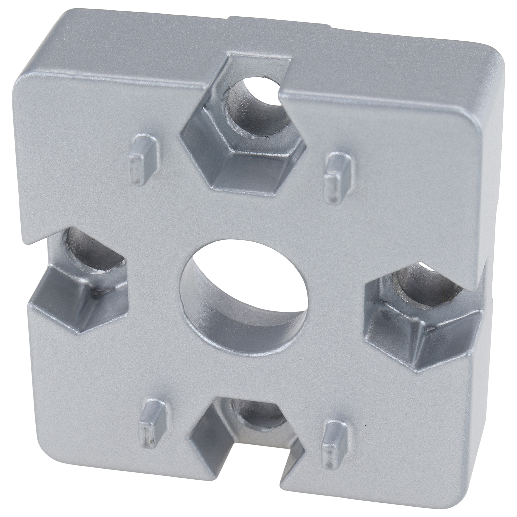 Connector, Plate Connector, 45x45x15, Aluminum die-cast, powder-coated, aluminum colored
