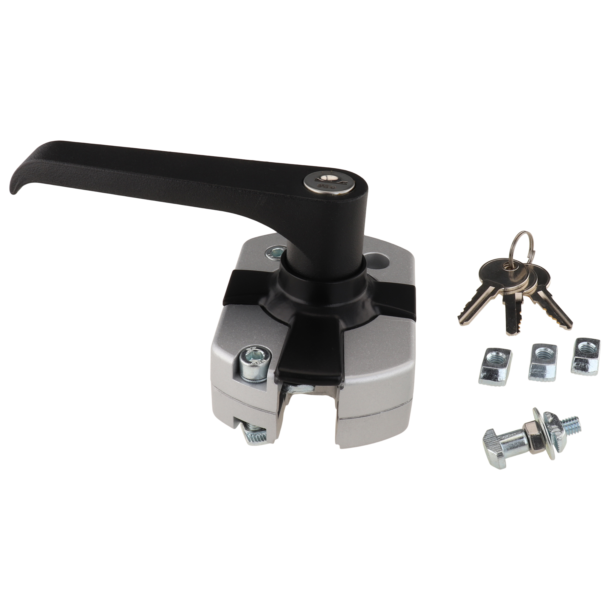 Verschluß, Türschloss, 153x66x72, Aluminiumdruckguß, lackiert, alufarbig