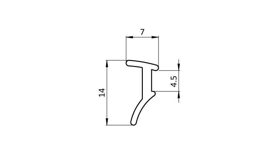 Plug-In Profile, 7x14x1000, Plastic PP + TPE, black