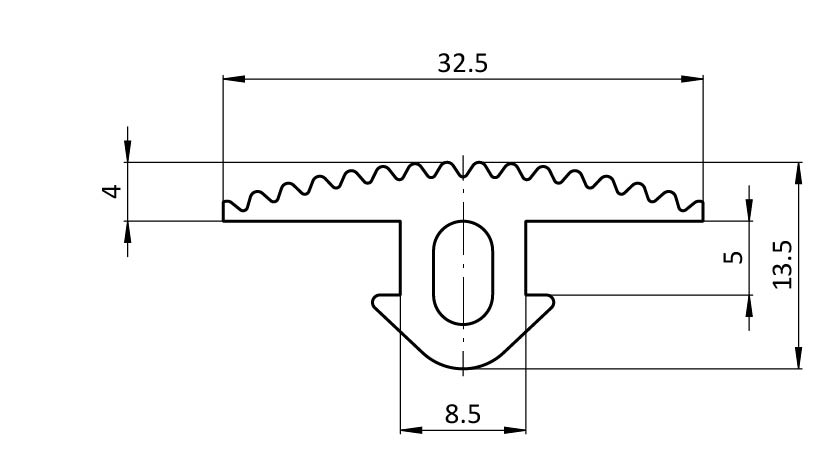 Cover Profile Strip, 32x14x1000, Rubber NBR, approx. 80 Shore A, black