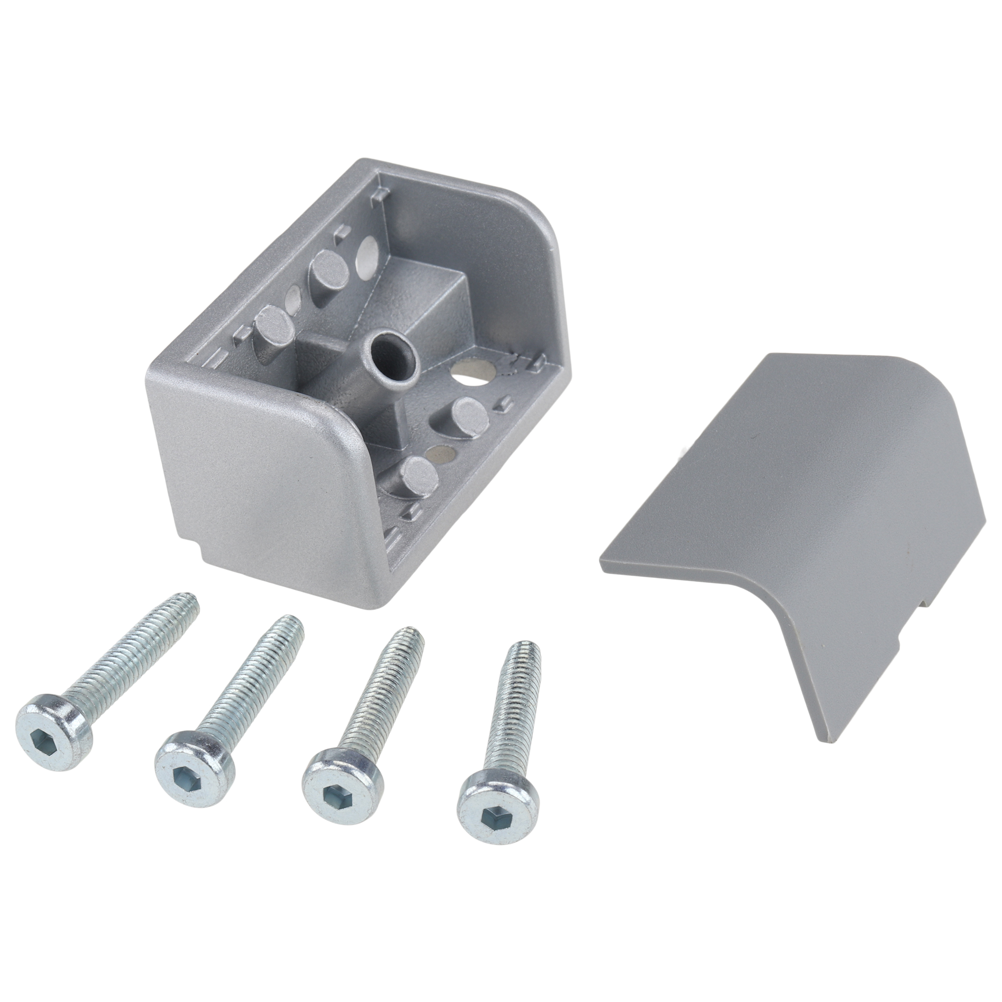 Connector, Frame Corner Connector, 40x20x20, Aluminum die-cast, powder-coated, aluminum colored