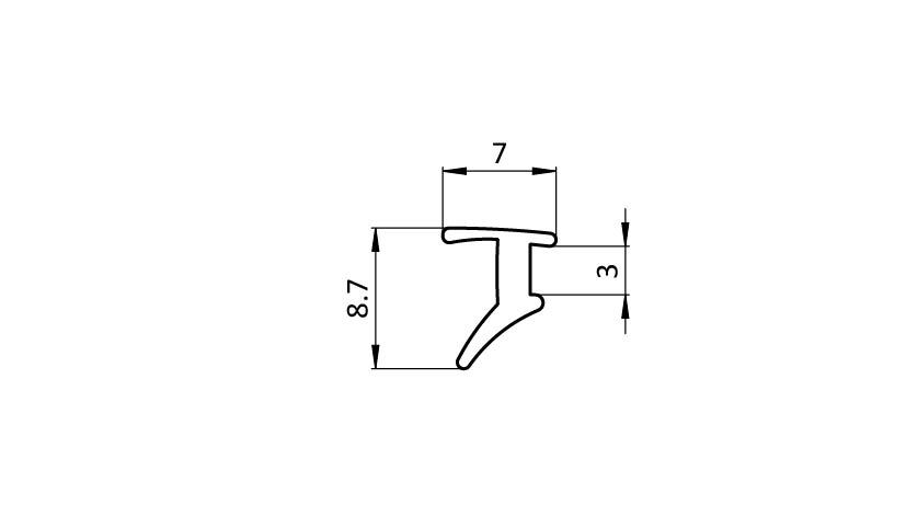 Plug-In Profile, 7x8.7x1000, Plastic TPE, black