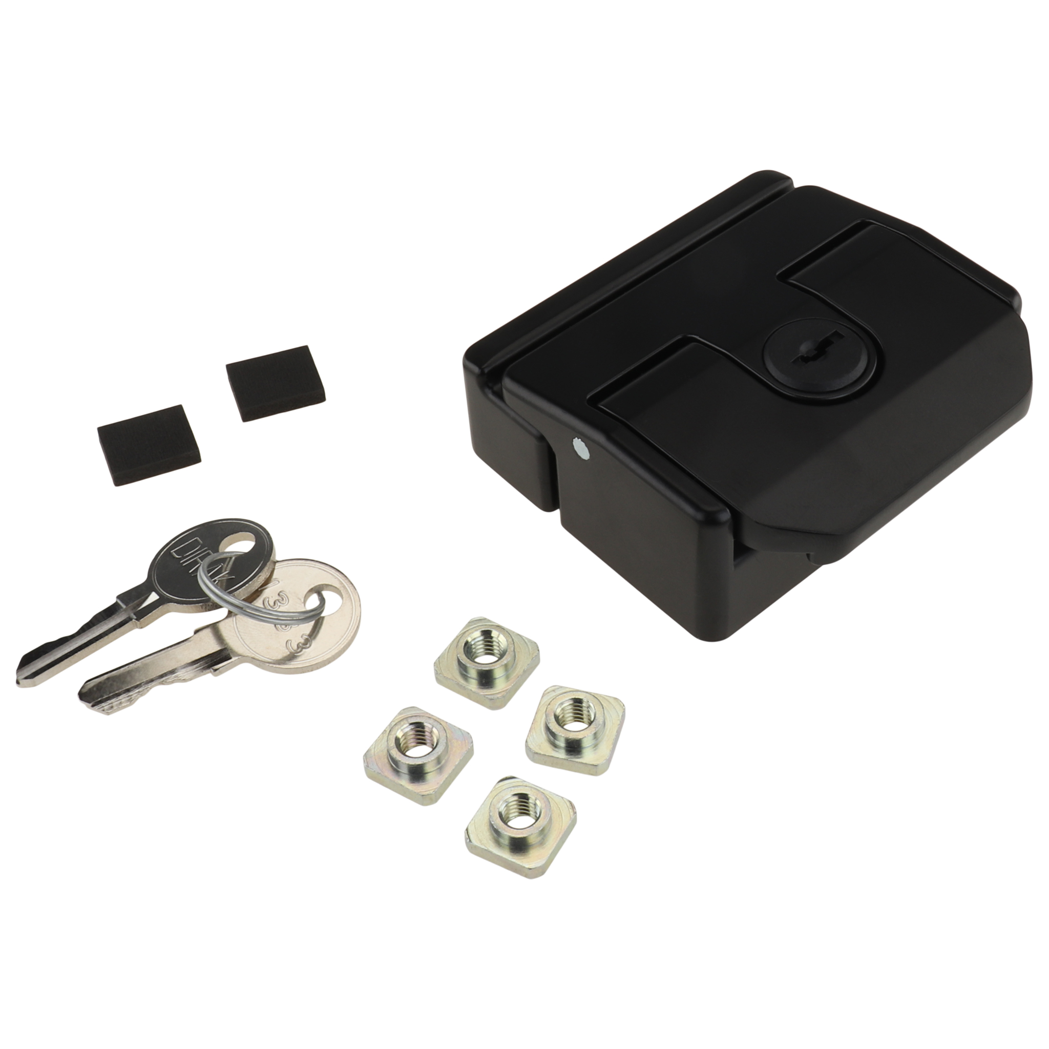 Verschluß, Fallenverschluss, 75.85x75x55.8, Zink-Druckguß, schwarz