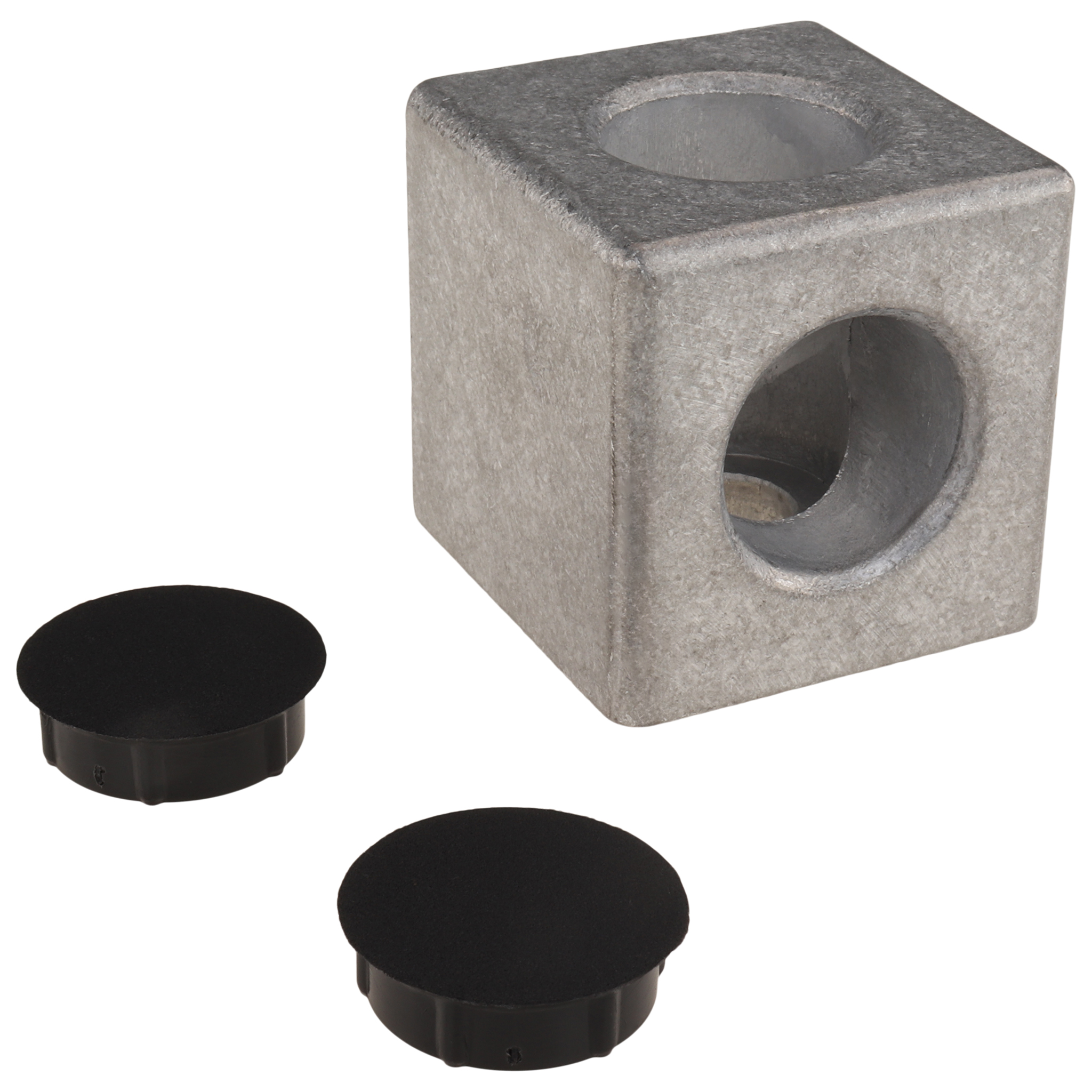 Connector, Cube Connector, 45x45x45, Aluminum die-cast, blanc, aluminum colored