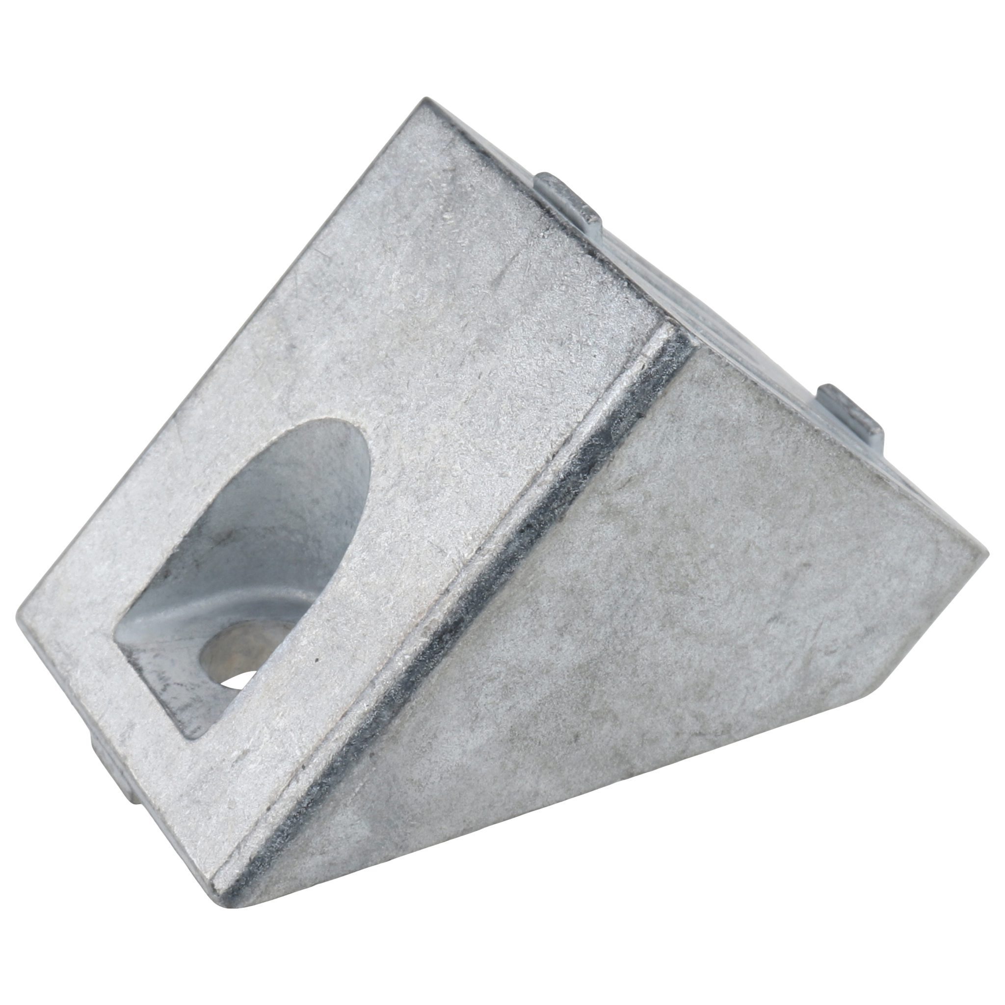 Connector, Angle Connector 45°, 40x40x40, Zinc die-cast, blanc, aluminum colored